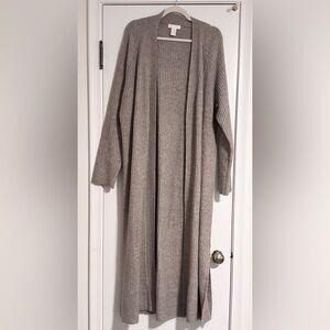 H&M Taupe Long Rib-Knit Cardigan - Size Medium